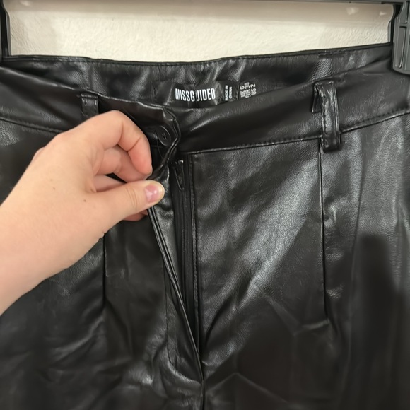 Missgurded black Co Ord Side Split Faux Leather trousers pants, size 2 - Picture 7 of 12